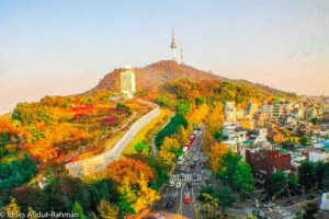 Namsan mountain and park in central Seoul.